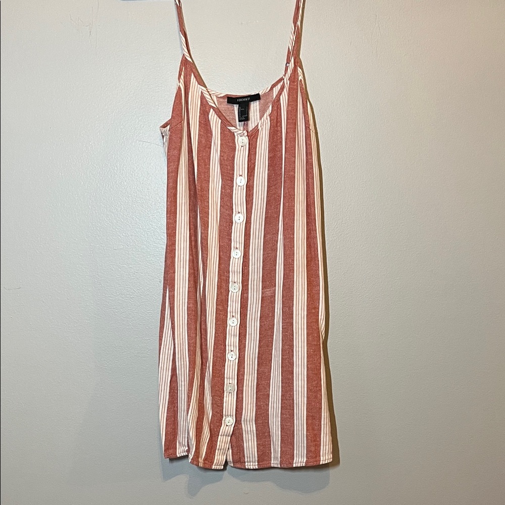 Forever 21 Rust & White Striped Button-Front Camisole